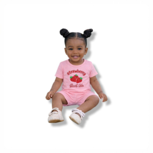 ensemble 2 pièces pour bébé, culotte et t shirt rose