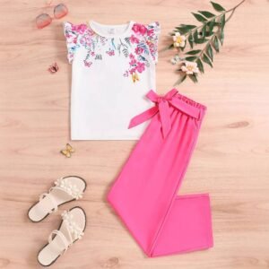 ensemble " chic et tendance" 2 pièces pour fillette – top asymétrique & pantalon flare – style moderne