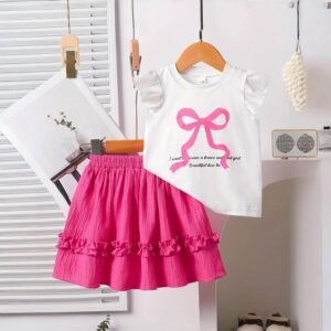 ensemble 2 pièces pour bébé fille, jupe et haut